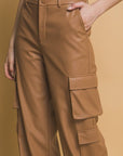 Love Tree PU Leather Cargo Pants