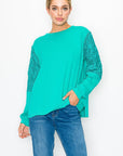 Rylee Pointe Knit Top with Lace