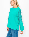 Rylee Pointe Knit Top with Lace