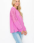 Rylee Pointe Knit Top with Lace