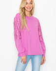 Rylee Pointe Knit Top with Lace