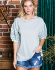 Reesa Pointe Knit Top with Pearls