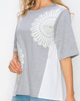 Roxi Pointe Knit Top with Lace Circled with Pearls