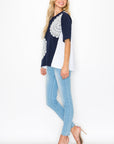 Roxi Pointe Knit Top with Lace Circled with Pearls