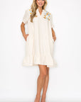 Wrenna Dress with Embroidered Flower Sparkles