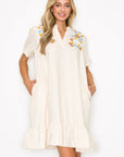 Wrenna Dress with Embroidered Flower Sparkles