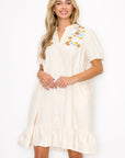 Wrenna Dress with Embroidered Flower Sparkles