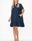 Wrenna Dress with Embroidered Flower Sparkles