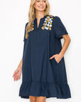 Wrenna Dress with Embroidered Flower Sparkles