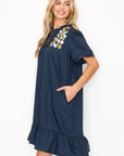 Wrenna Dress with Embroidered Flower Sparkles