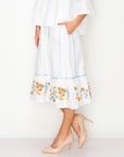 Wynne Cotton Poplin Skirt with Embroidery & Sparkles