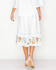 Wynne Cotton Poplin Skirt with Embroidery & Sparkles