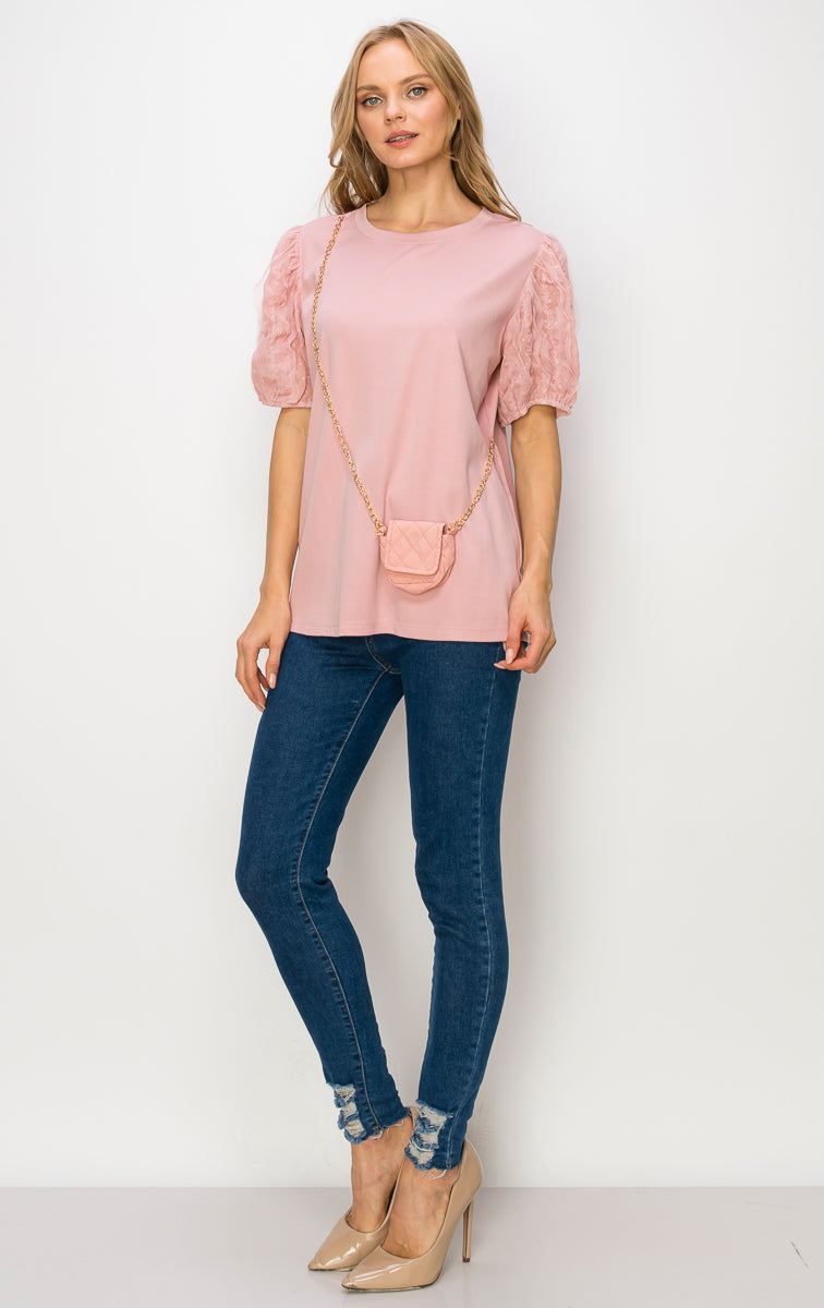 Reveka Pointe Knit Top with Detachable Crossbody Bag