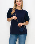 Reveka Pointe Knit Top with Detachable Crossbody Bag