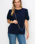 Reveka Pointe Knit Top with Detachable Crossbody Bag