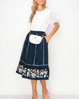 Wynne Cotton Poplin Skirt with Embroidery & Sparkles