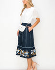 Wynne Cotton Poplin Skirt with Embroidery & Sparkles