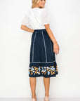 Wynne Cotton Poplin Skirt with Embroidery & Sparkles