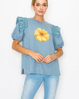 Kenna Prima Cotton Knit & Sunflower with Gold Sparkling Studs