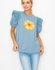 Kenna Prima Cotton Knit & Sunflower with Gold Sparkling Studs