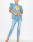 Kenna Prima Cotton Knit & Sunflower with Gold Sparkling Studs