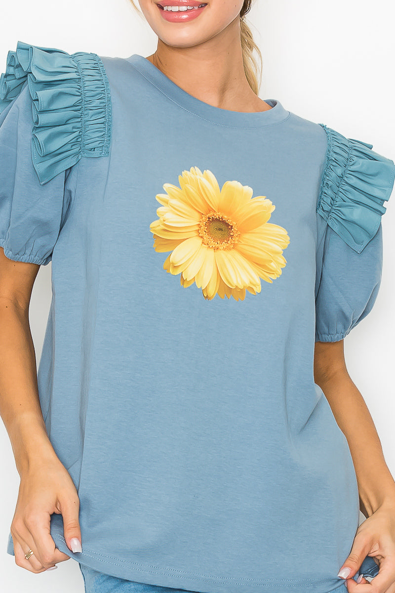 Kenna Prima Cotton Knit &amp; Sunflower with Gold Sparkling Studs