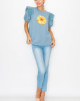 Kenna Prima Cotton Knit & Sunflower with Gold Sparkling Studs