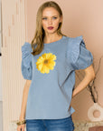 Kenna Prima Cotton Knit & Sunflower with Gold Sparkling Studs