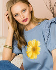 Kenna Prima Cotton Knit & Sunflower with Gold Sparkling Studs