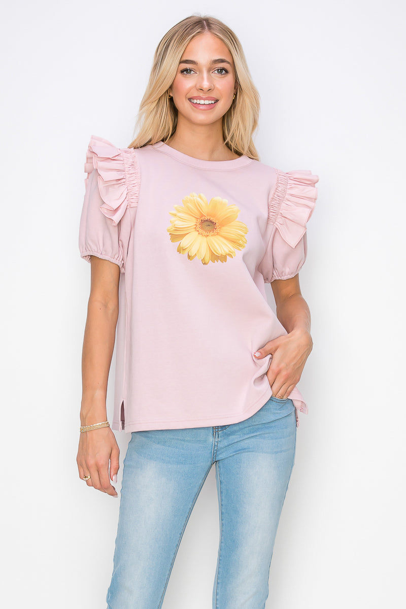 Kenna Prima Cotton Knit &amp; Sunflower with Gold Sparkling Studs