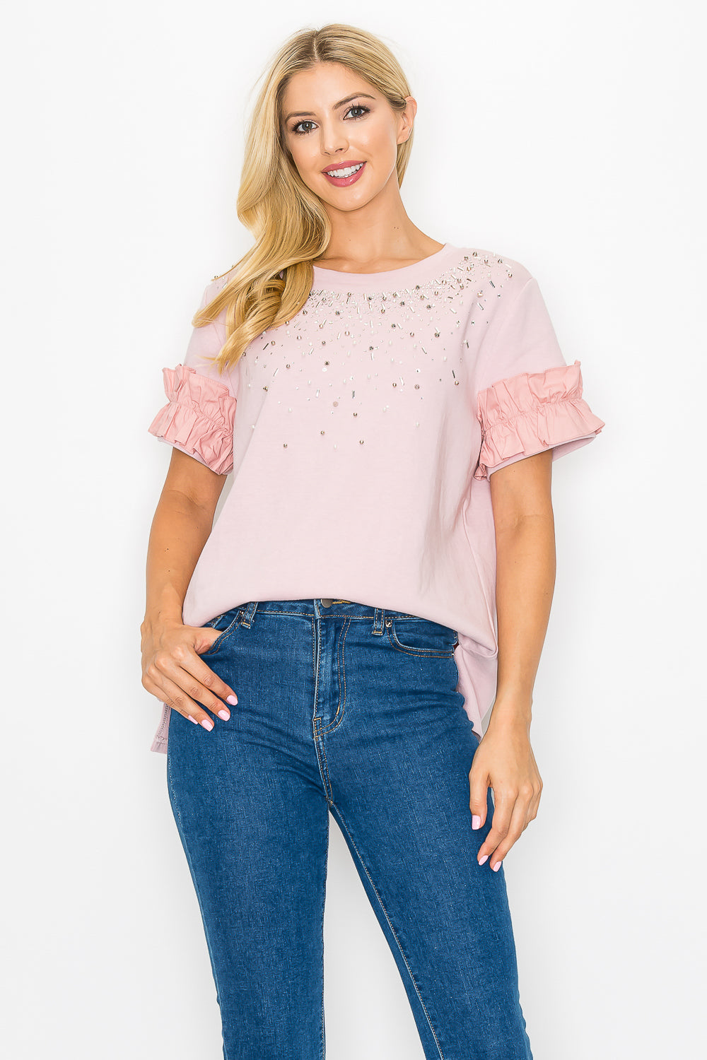 JOH |Kellie Cotton Knit Top with Studs