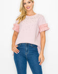 JOH |Kellie Cotton Knit Top with Studs