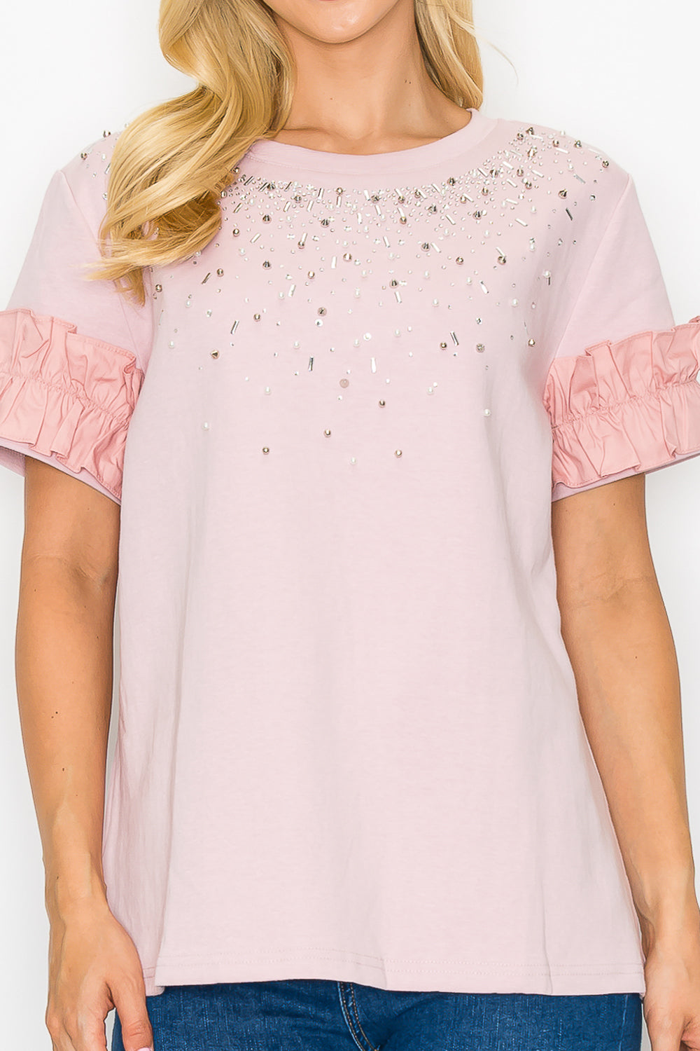 JOH |Kellie Cotton Knit Top with Studs