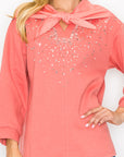 Karnie Prima Cotton Knit Top with Sparkling Studs & Detachable Hoodie