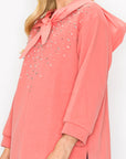 Karnie Prima Cotton Knit Top with Sparkling Studs & Detachable Hoodie