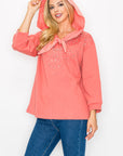 Karnie Prima Cotton Knit Top with Sparkling Studs & Detachable Hoodie