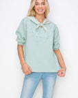 Karnie Prima Cotton Knit Top with Sparkling Studs & Detachable Hoodie