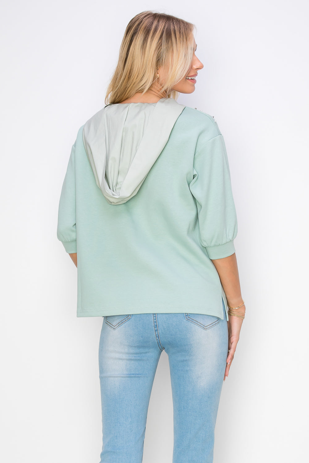 Karnie Prima Cotton Knit Top with Sparkling Studs &amp; Detachable Hoodie