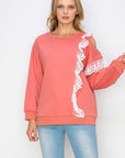 Kylie Prima Cotton Top with One-Side Open Shoulder Lace