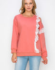 Kylie Prima Cotton Top with One-Side Open Shoulder Lace