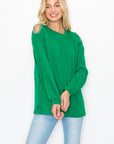 Rita Pointe Knit Top with Chain Trim Open Shoulder