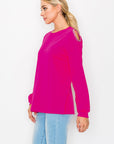 Rita Pointe Knit Top with Chain Trim Open Shoulder