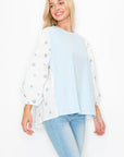 Robin Pointe Knit Top with Embroidered Summer Flowers