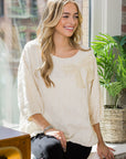 Walynn Woven Top with Pearl Ribbon Bow