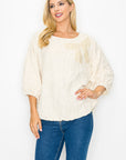 Walynn Woven Top with Pearl Ribbon Bow