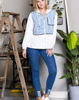 Joan Light Weight Jacket with Denim & Beading Trim