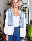 Joan Light Weight Jacket with Denim & Beading Trim