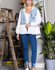 Joan Light Weight Jacket with Denim & Beading Trim