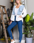 Joan Light Weight Jacket with Denim & Beading Trim