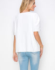 Rebecca Pointe Knit Top with Grosgrain Ribbon & Pearls